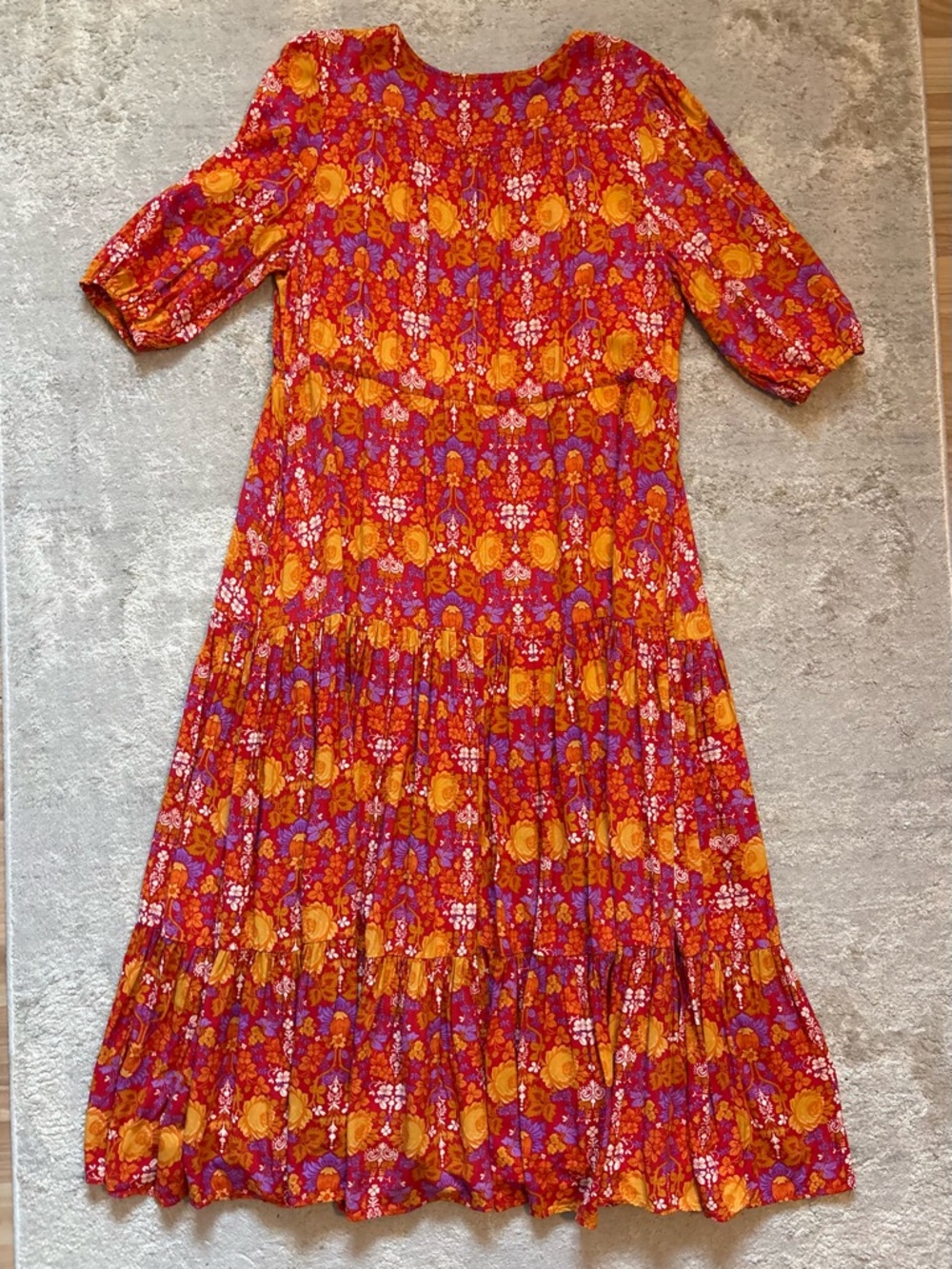 Abel The Label Floral Prairie Front Split Boho Cottagecore Midi Dress Size Large - Picture 12 of 14